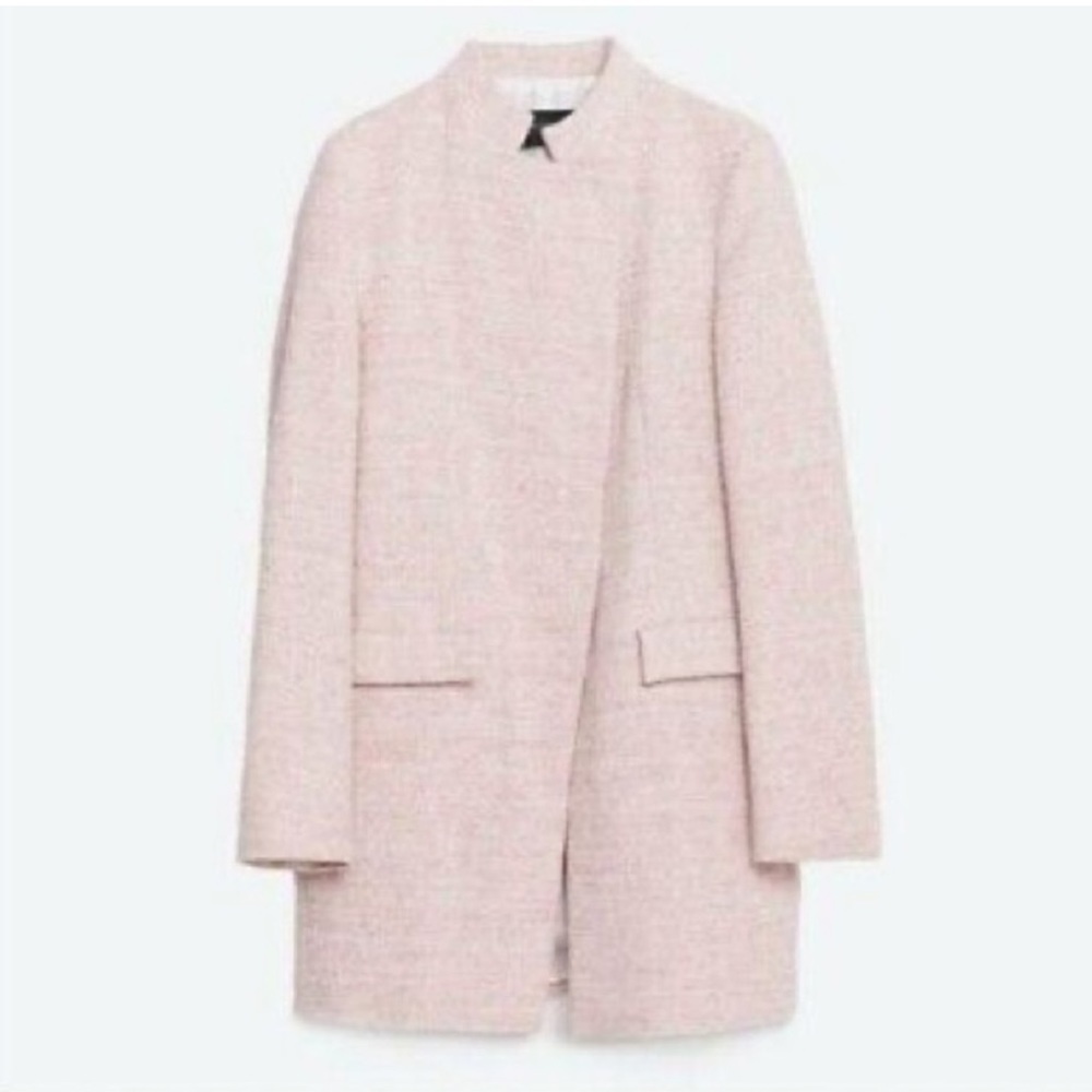 Zara Pink Tweed Snap Closure Jacket size Medium
